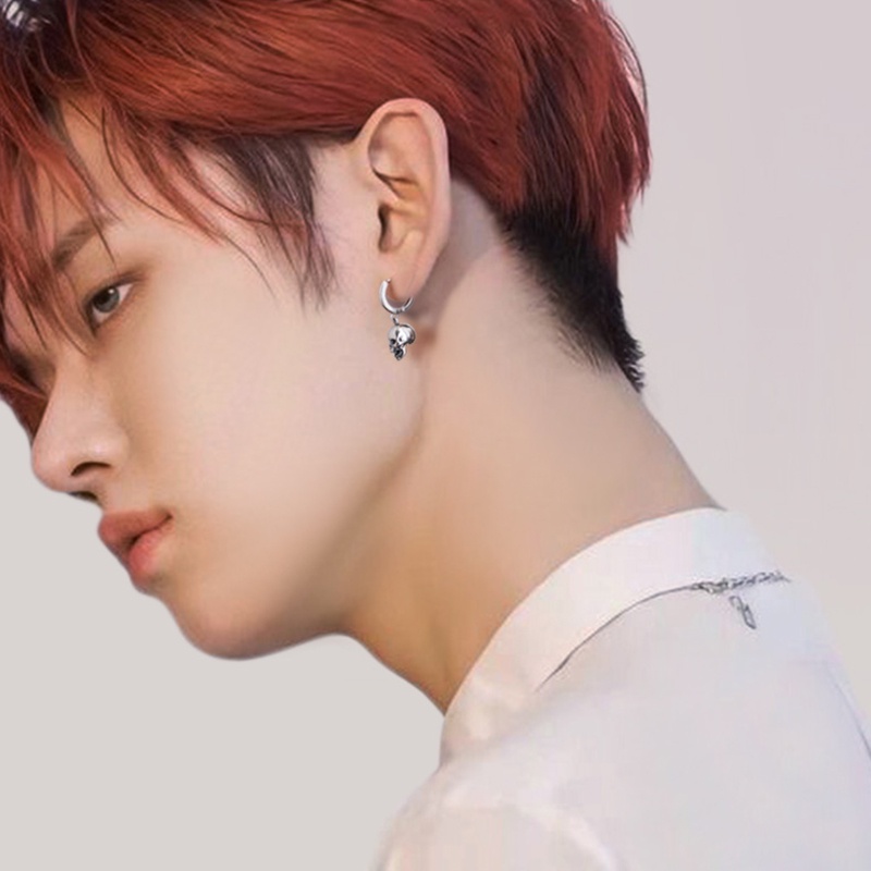 1 Đôi Bông Tai Hình Đầu Lâu Bằng Kim Loại Đơn Giản Sáng Tạo Thời Trang