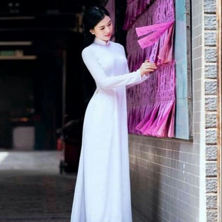Quần áo dài vải phi - Trắng