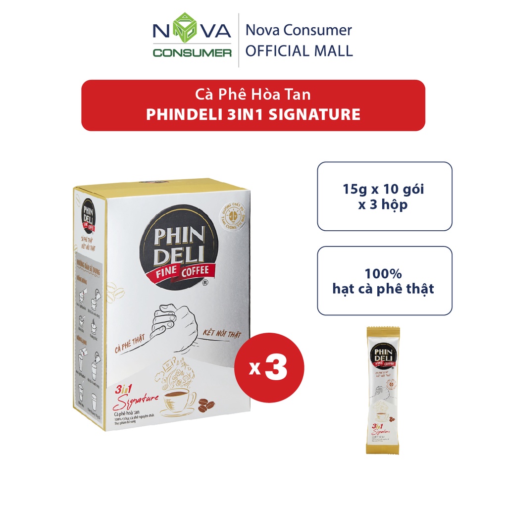 [Combo 3 hộp] Cà Phê Hòa Tan PhinDeli 3in1 Signature (15g x 10 gói x 3 hộp) | BigBuy360 - bigbuy360.vn