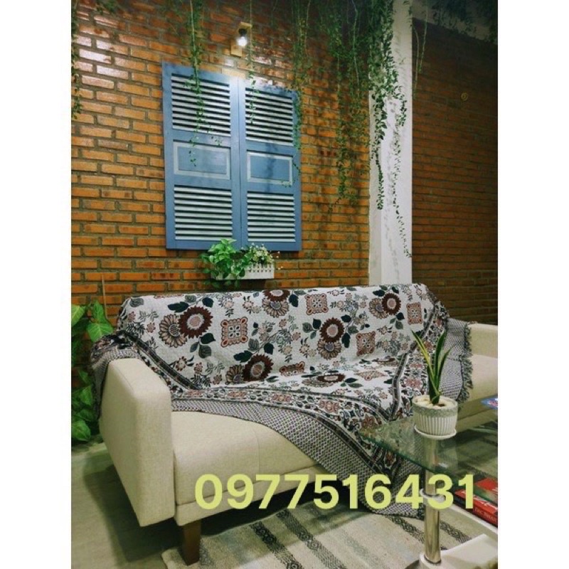 Thảm Thổ Cẩm vintage 1,8m x 2,3m hoa hướng dương