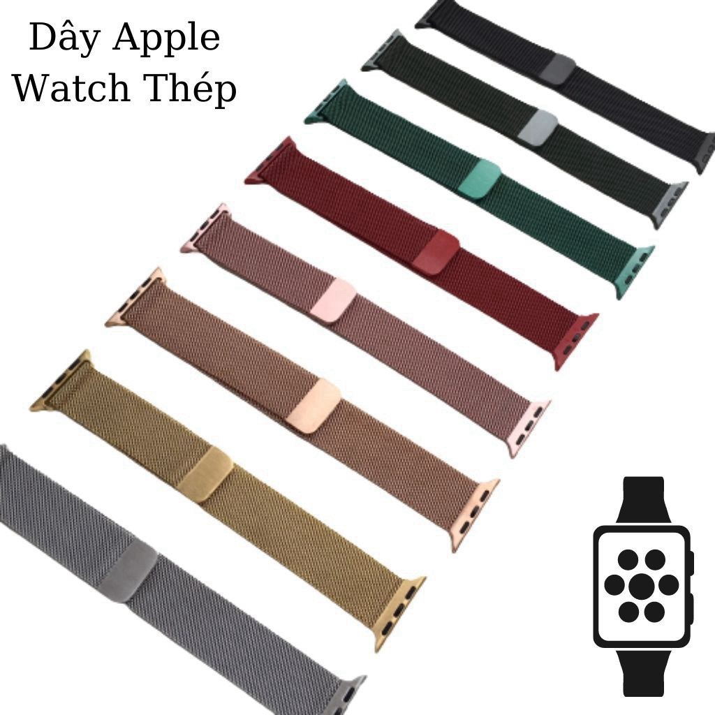 Dây Đồng Hồ Thông Minh ⚡ Dây Ép Pồ Watch Thép Không Gỉ Milanese Loop Sang Chảnh - Hot Trend ⚡ Series 5/4/3/2/1