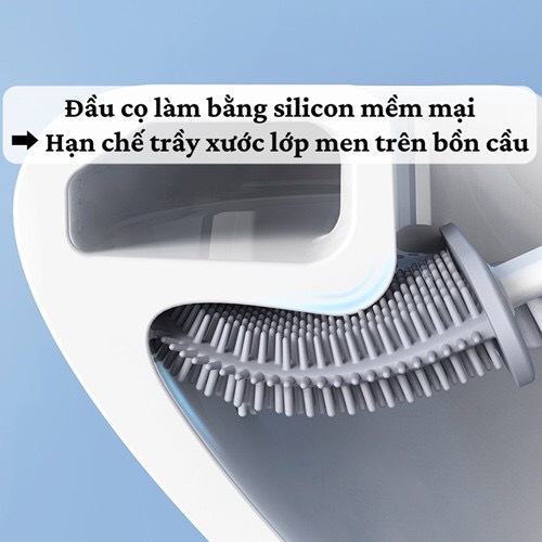 Cọ Toilet Silicon(Mẫu Mới 2022- tặng kèm móc treo) Chổi Chà Rửa Nhà Vệ Sinh Bồn Cầu Gắn Tường