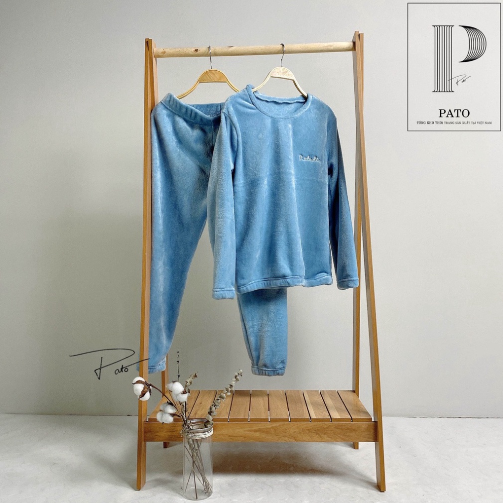 Bộ nỉ lông thêu chữ dstudio siêu đáng yêu, bộ ngủ nữ mặc ở nhà lót lông siêu ấm (ảnh shop tự chụp)