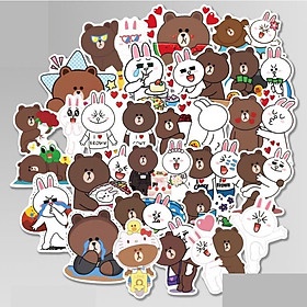Bộ sticker Cony and brown trang trí mũ bảo hiểm, đàn, guitar, ukulele, điện thoại laptop