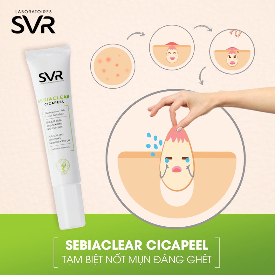 Gel Chấm Mụn SVR Làm Giảm Mụn 15ml Sebiaclear Cicapeel