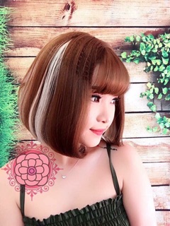 Tóc giả cúp ngắn line trắng