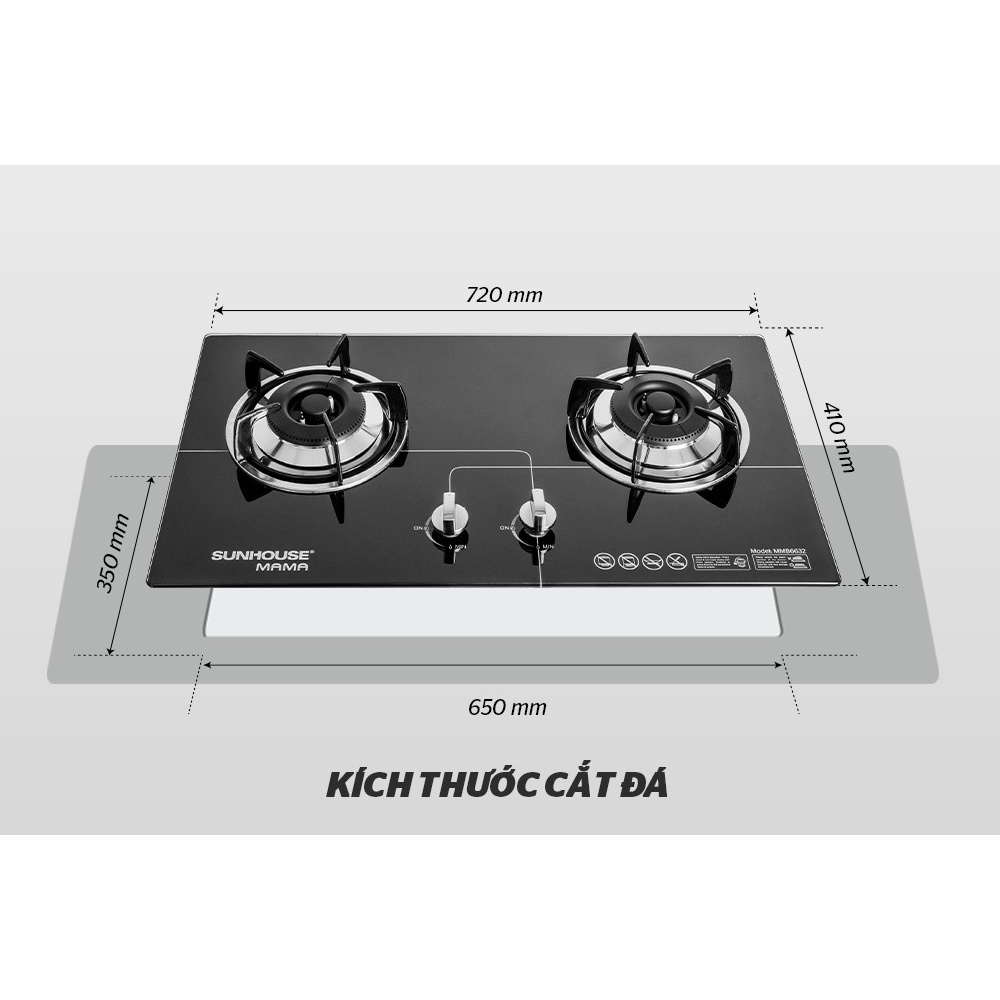 Bếp gas âm kính Sunhouse Mama MMB6632