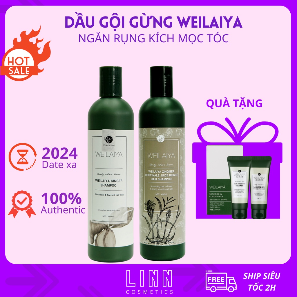 [Tặng set mini] Dầu gội gừng Weilaiya chống rụng kích mọc tóc 400ml