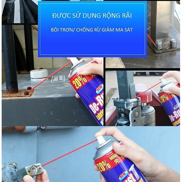 Bình Xịt Tẩy Rỉ Sét Bôi Trơn Chống Ăn Mòn Nian Run 550ml Tặng Kèm 02 MócTreo Dán Tường