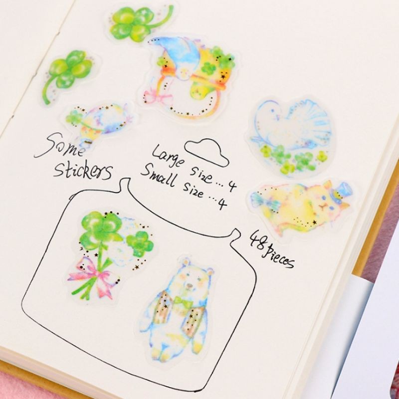 Sticker giấy washi dầu dán trang trí sổ, Kích thước: 154mm * 100mm