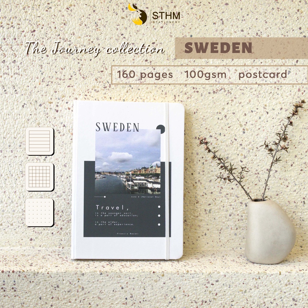 The Journey collection - Sweden - Sổ tay bìa cứng - Ruột kem 100gsm - STHM stationery
