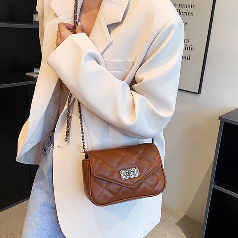 Ielgy Túi Đeo Vai Hình Vuông Cỡ Nhỏ Phối Dây Đeo Sợi Xích Phong Cách Cổ Điển Thời Trang Cho Nữ