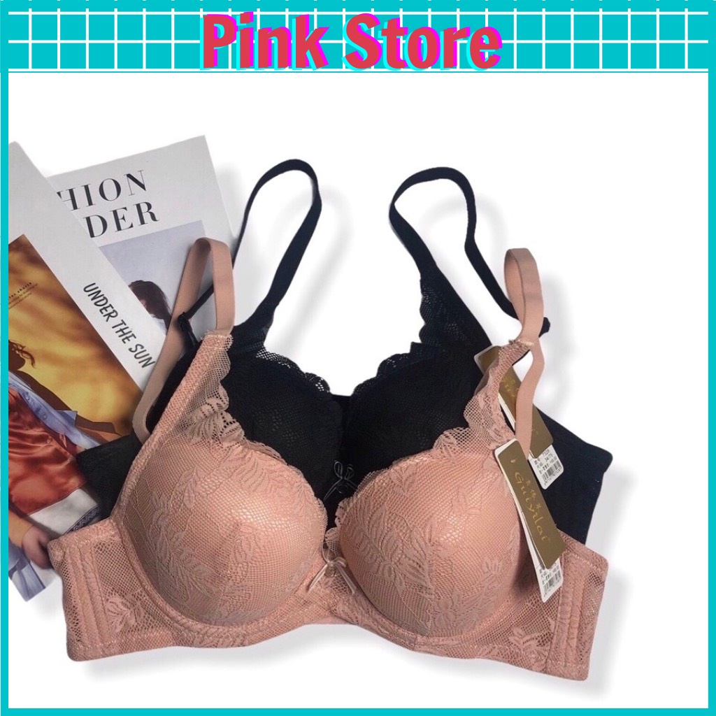 Áo Lót Nữ Ren Có Gọng Nâng Ngực Đệm Mỏng Đính Nơ PINK STORE AN7328