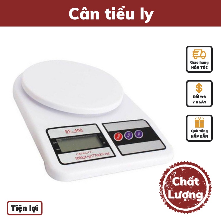 Cân tiểu ly điện tử SF-400 định lượng 1g  - 10kg mini làm bánh pha chế nhà bếp độ chính xác cao tặng kèm pin AA