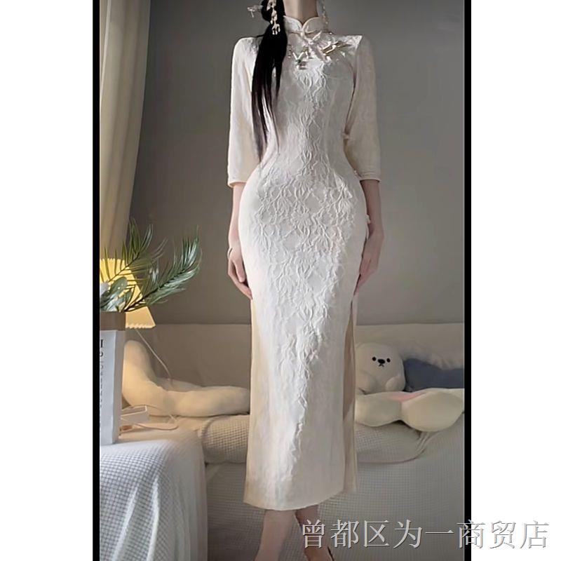 Đầm Sườn Xám Tay Dài Phối Ren Thời Trang Mùa Thu Cao Cấp Năm Mới Cho Bé Gái