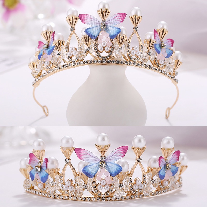 Vương Miện Công Chúa Đính Ngọc Trai Thời Trang Sang Trọng Cho Bé Gái