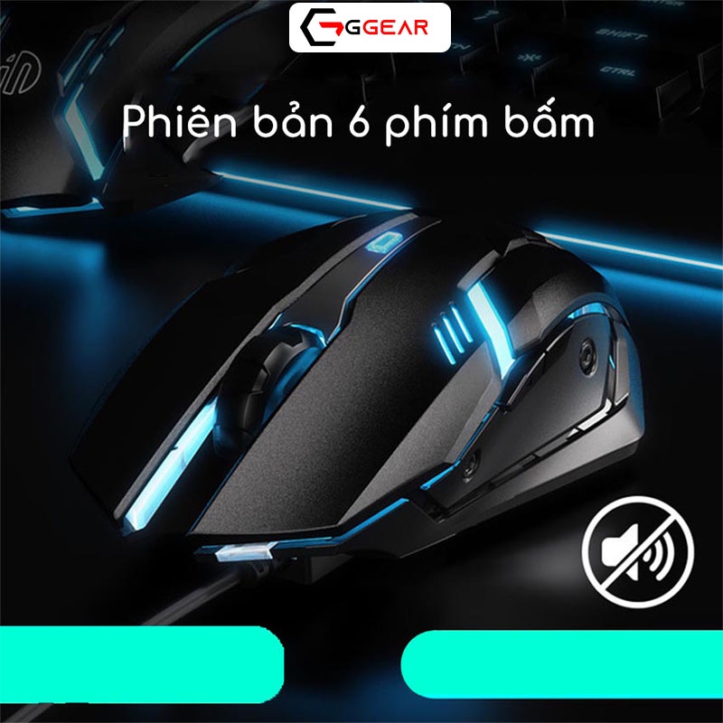 Chuột gaming có dây GGear GPB6 6 phím 4800 dpi chống ồn silent cho game thủ văn phòng học tập