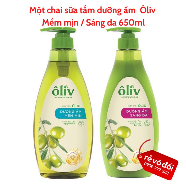 [ Mẫu mới ] Một chai sữa tắm dưỡng ẩm Oliv mềm mịn hoặc sáng da 650ml - Hàng công ty