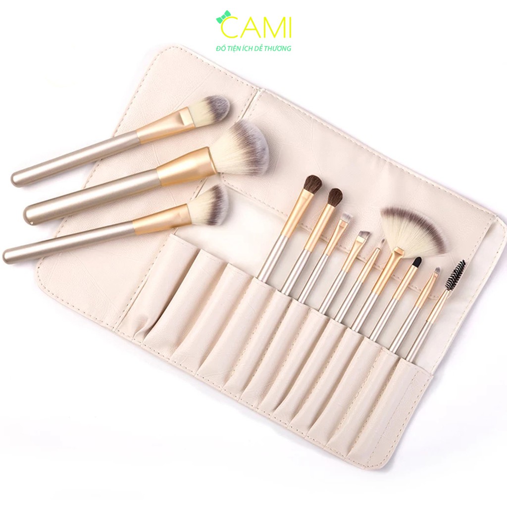 Bộ 12 cọ trang điểm và 1 bao da dùng làm đẹp cơ bản dành cho người mới học - Cami - CMPK167