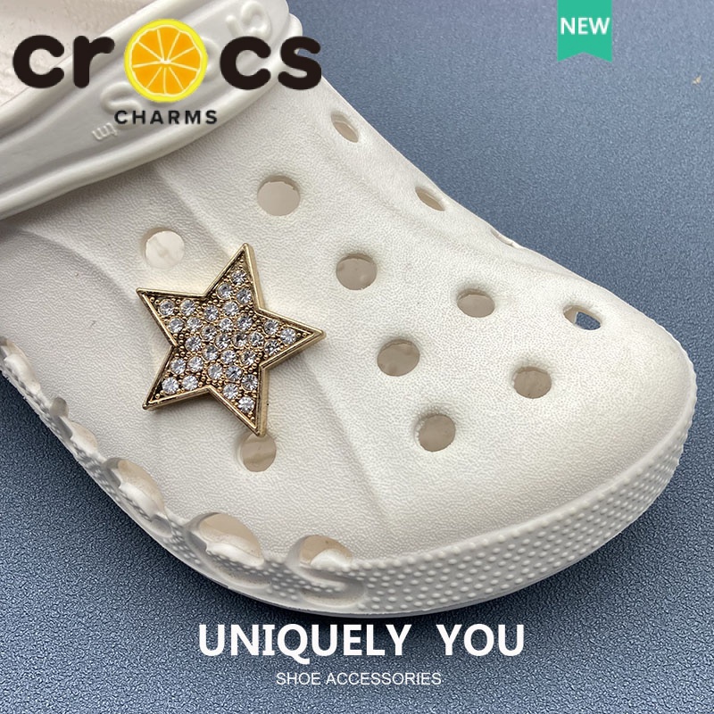 Khóa Kim Loại Hình Ngôi Sao Năm Cánh Đính Đá Trang Trí Giày Crocs jibbitz