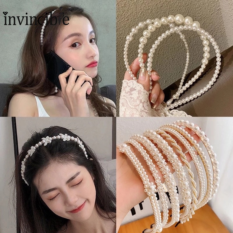 Băng Đô Cài Tóc Đính Ngọc Trai Nhân Tạo Thời Trang