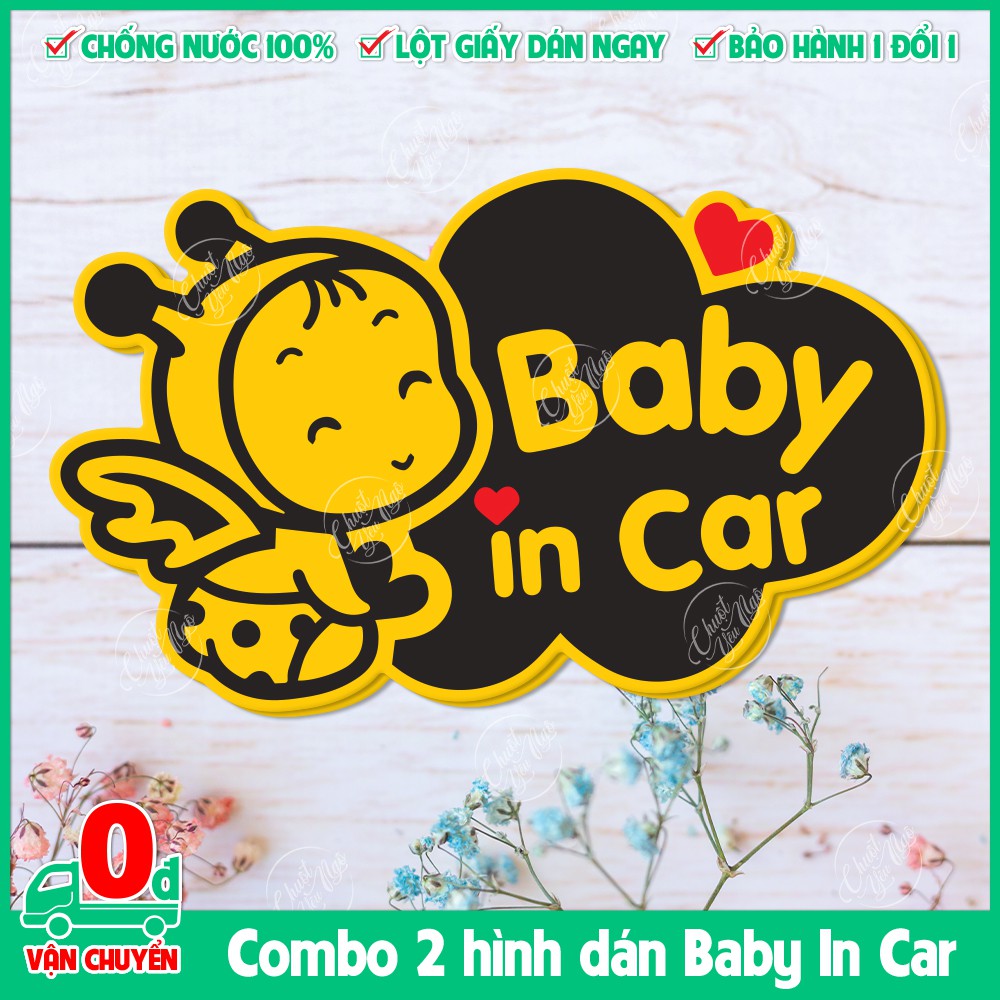 Combo 2 logo sticker 15cm x 9cm Baby In Car cho xe ô tô | BigBuy360 - bigbuy360.vn
