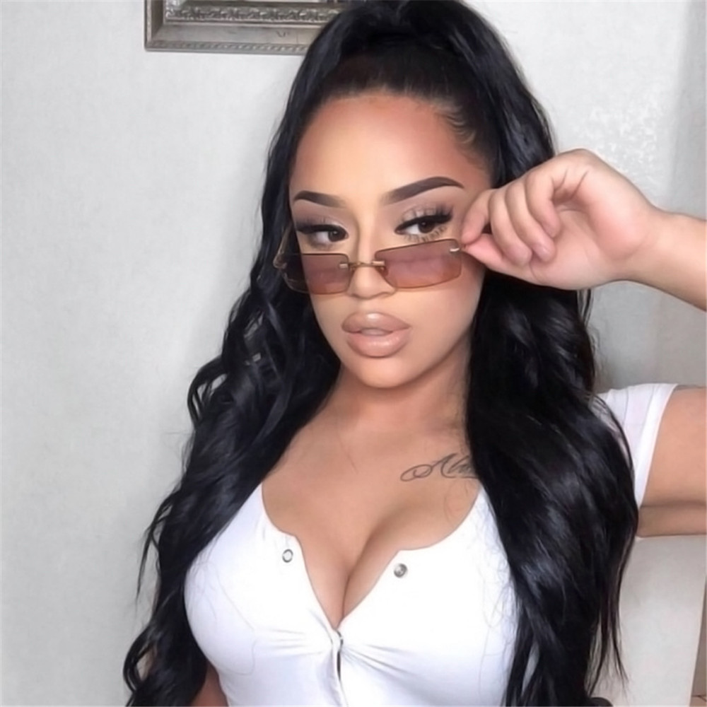 [READY STOCK] [INS TREND] Women Vintage Gradient Sunglasses Rectangle Rimless UV400 Design