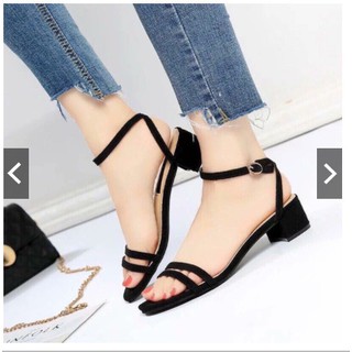 FREE SHIP + GIÀY SANDAL 2 DÂY HỞ GÓT VUÔNG 3P