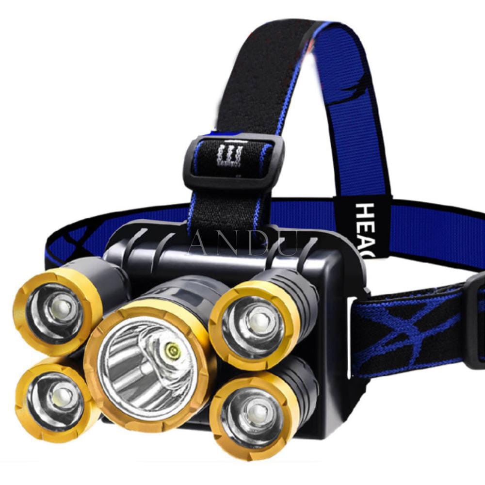 Đèn Pin Đội Đầu Đeo Trán 5 Bóng T6, Đèn Siêu Sáng Kèm Pin Sạc gọn gàng thuận tiện cho việc di chuyển | BigBuy360 - bigbuy360.vn
