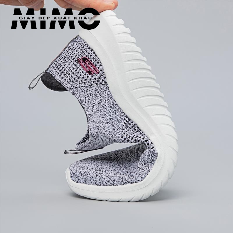 Giày Skechers cho nữ 4 vạch màu ghi, giày thể thao đi bộ cực êm mềm nhẹ, bền đẹp, chống trơn trượt