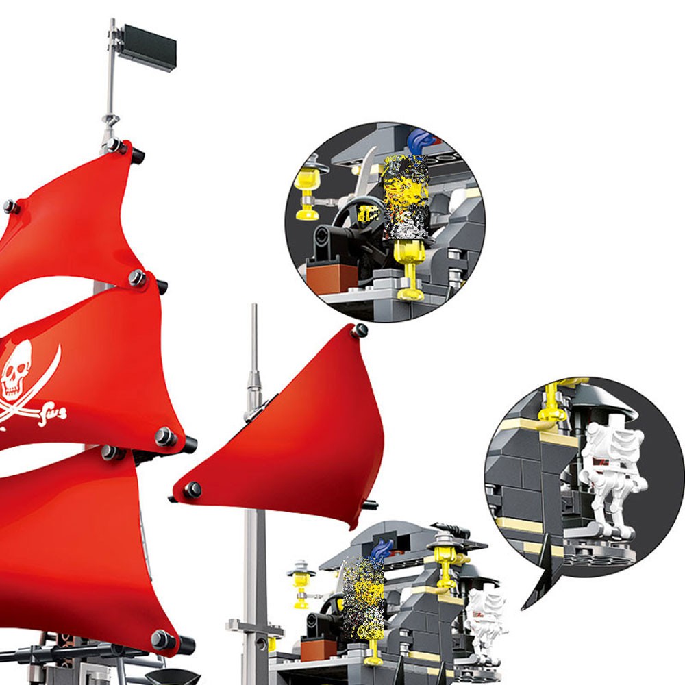Đồ chơi Lắp ráp giáo dục Mô hình Wange 53041 Black Beard Pirate Ship Tàu cướp biển Râu đen