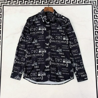 BALENC1AGA Fall 2020 new style men's long-sleeved shirt full-body LOGO printing