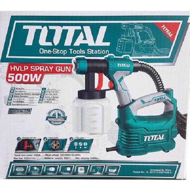 [CHÍNH HÃNG] MÁY PHUN SƠN BẰNG ĐIỆN TOTAL - 500W- BÌNH NHỰA-  TT 5006