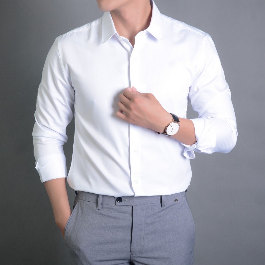 Áo Sơ Mi Nam Trơn dài tay TSIMPLE chất lụa mềm mịn thoáng mát chống nhăn thời trang chuẩn form SM36 | BigBuy360 - bigbuy360.vn