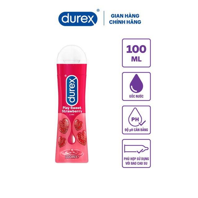 Gel bôi trơn tạo độ ẩm tự nhiên hương dâu Durex Saucy Strawberry - 100ml