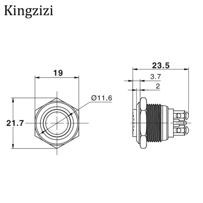 Bộ 50 Nút Công Tắc Kim Loại 16mm Chất Lượng