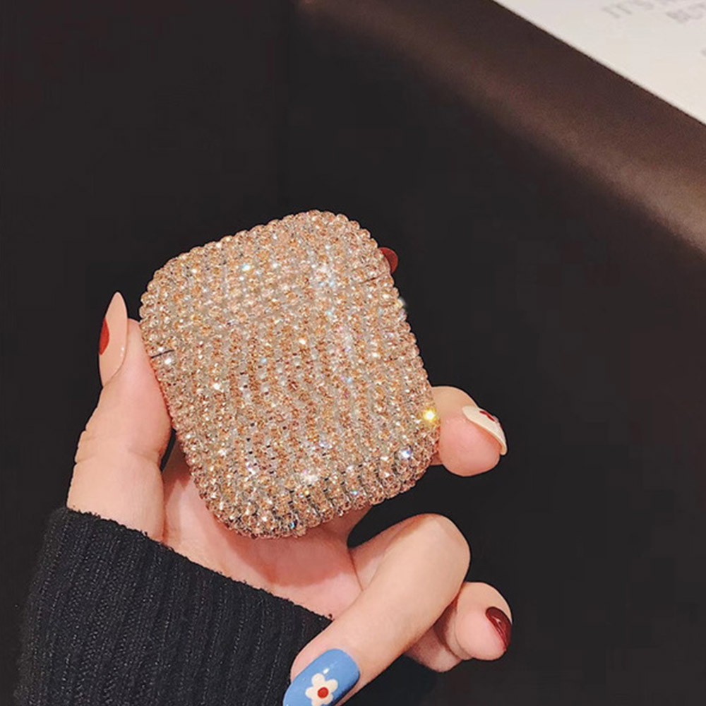 Vỏ Bảo Vệ Hộp Sạc Tai Nghe AirPods 1 2 air pods 2 3 PRO Kết Nối Bluetooth Không Dây Bằng Kim Loại Họa Tiết Kim Cương 3D Sang