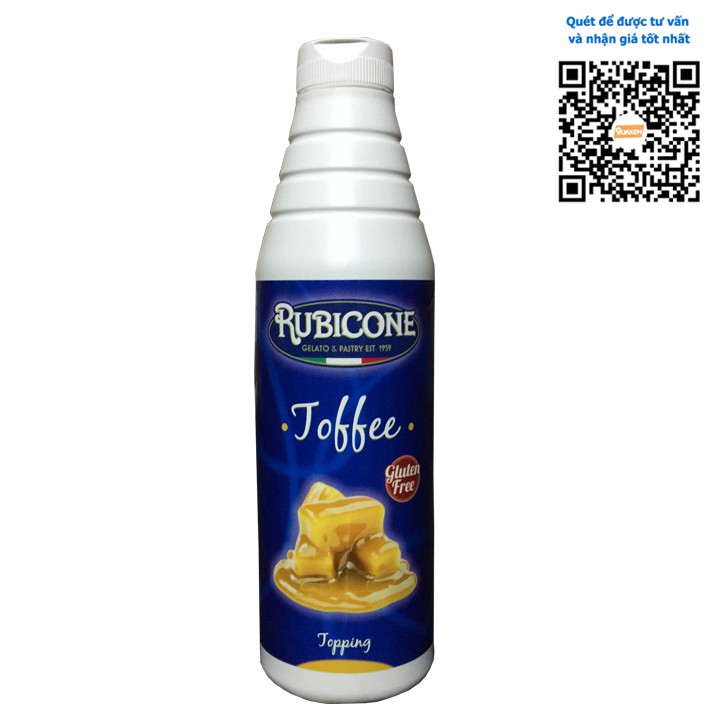 Rubicone Topping Toffee - Siro vị kẹo bơ cao cấp của Ý dùng cho kem, bánh, đồ uống - Chai 1kg