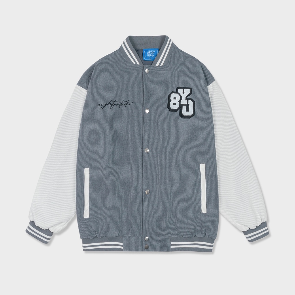 Áo khoác bomber varsity jacket 8YO Signature - Xám