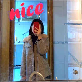 Áo dạ ngắn cổ lông ( Có ảnh thật )