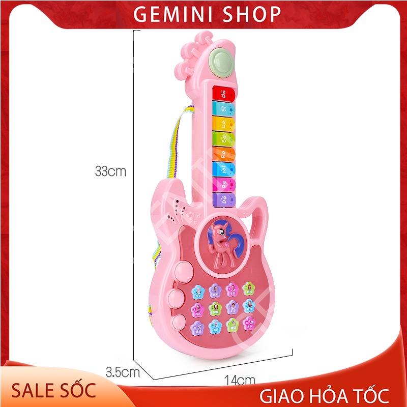 ĐÀN GHITA CHO BÉ, ĐỒ CHƠI ĐÀN GHITA UNICORN ĐỘC ĐÁO MÃ DGT CÓ ĐÈN LED GEMINI SHOP