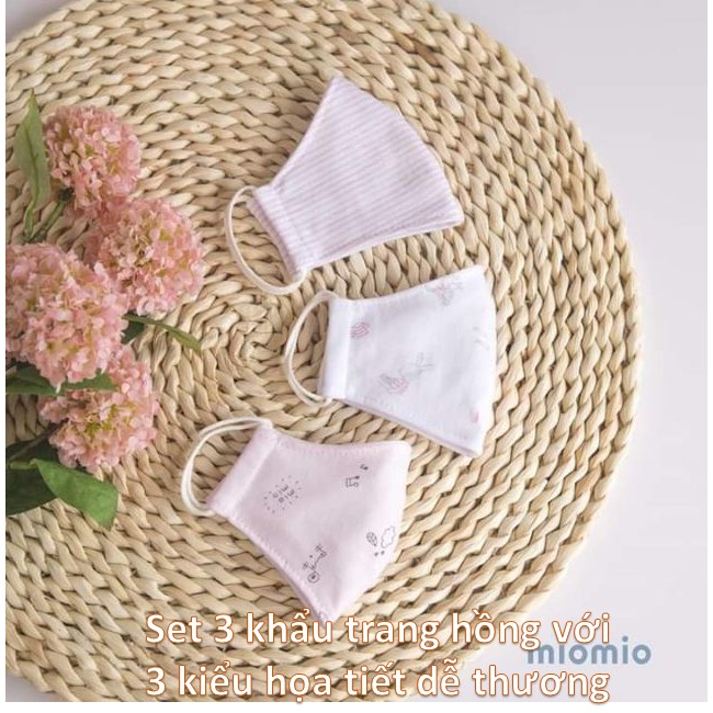 [Giá Tiết Kiệm] Miomio | Set 3 Khẩu Trang Cotton Chống Bụi Mềm Mại (bé 6 tháng - 3 tuổi)