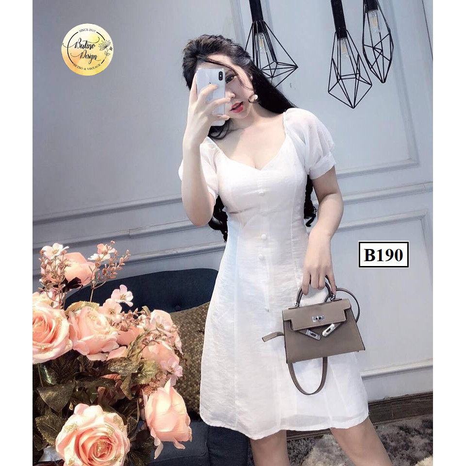 Váy đầm B190 Trắng - Hàng thiết kế (3 MÀU)