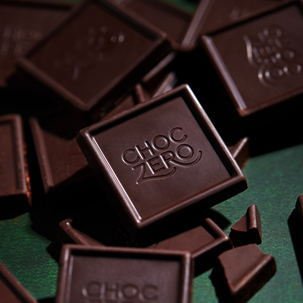 TÚI SOCOLA ĐEN 50% COCOA VUÔNG Choczero DARK CHOCOLATE SQUARES, KHÔNG ĐƯỜNG, ĂN KIÊNG Keto, Non GMO, Gluten Free, 100g