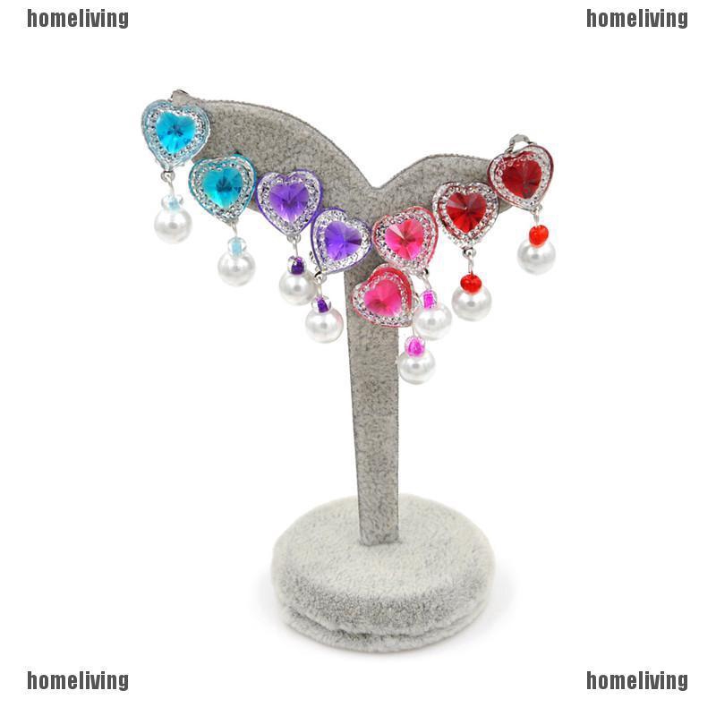 1 Đôi Bông Tai Đính Đá Hình Trái Tim Không Xỏ Lỗ Dành Cho Bé Gái
