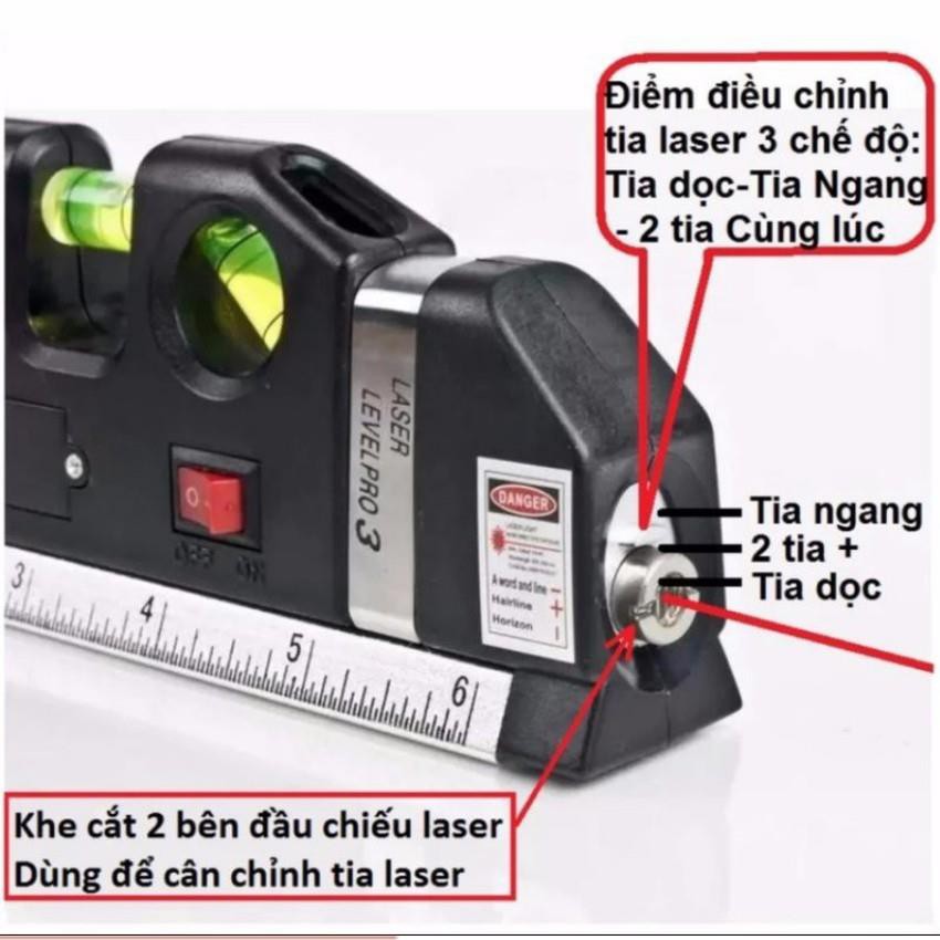 Thước ni vô laser đa năng cân bằng kèm thước kéo 2,5m 206418