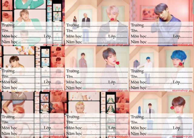 Nhãn vở BTS mẫu mới ALBUM &quot;PERSONA&quot; - Set gồm 9 cái