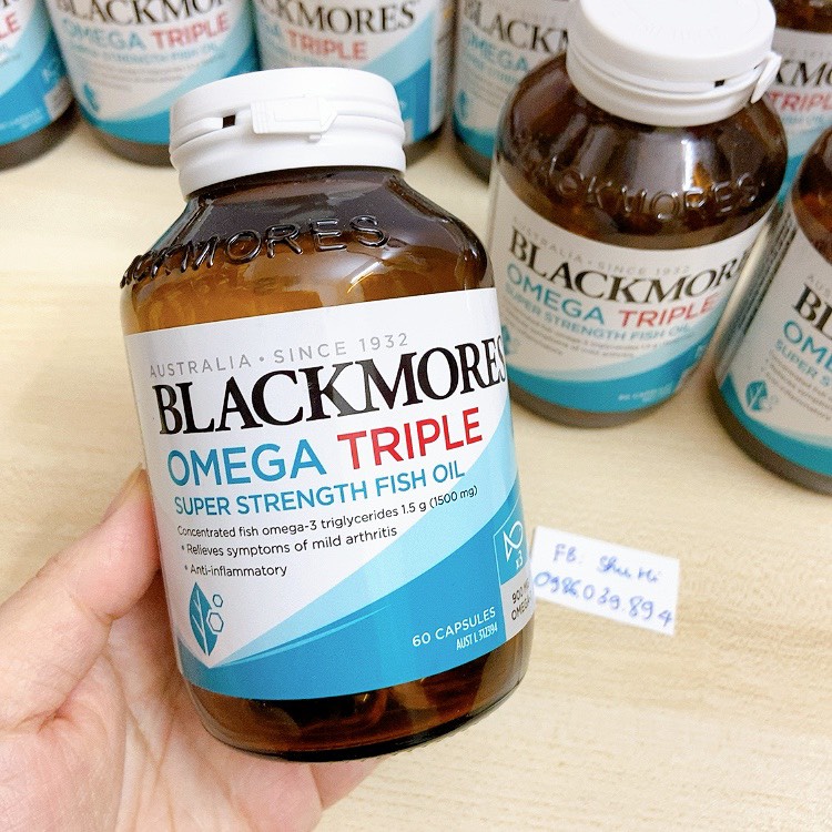 Dầu cá hàm lượng omega 3 cao gấp 3 lần blackmores omega triple super strength fish oil 60 viên, / 200v omega mini double