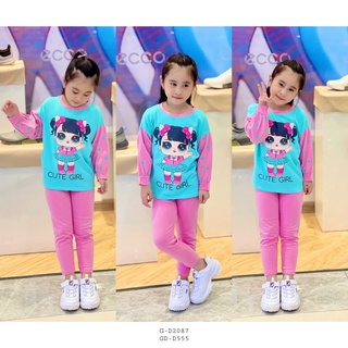 Bộ dài cánh dơi chấm bi bé gái