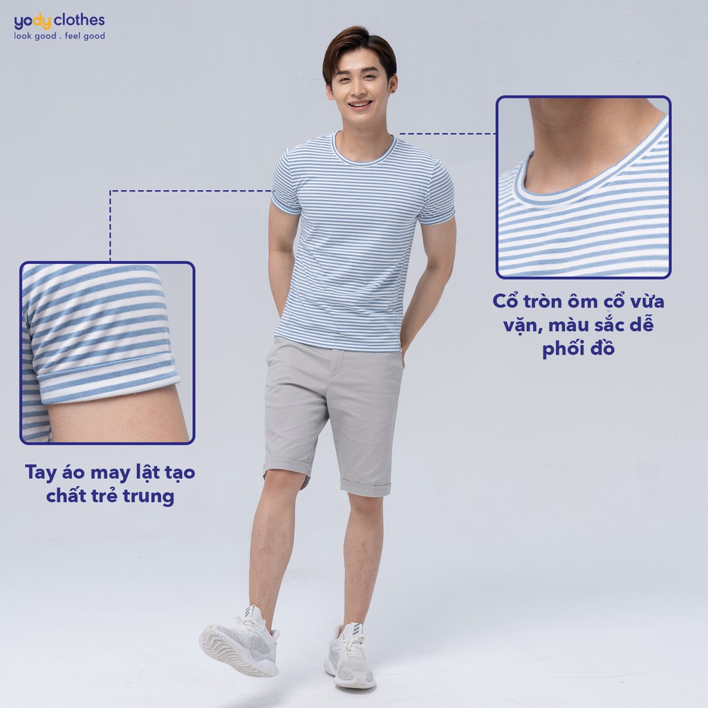 Áo thun nam YODY kẻ sọc ngang cổ tròn tay ngắn vải cotton thoáng mát nhiều màu PPM4197 | BigBuy360 - bigbuy360.vn